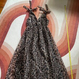 Gauzy Leopard Print Princess Waist Dress